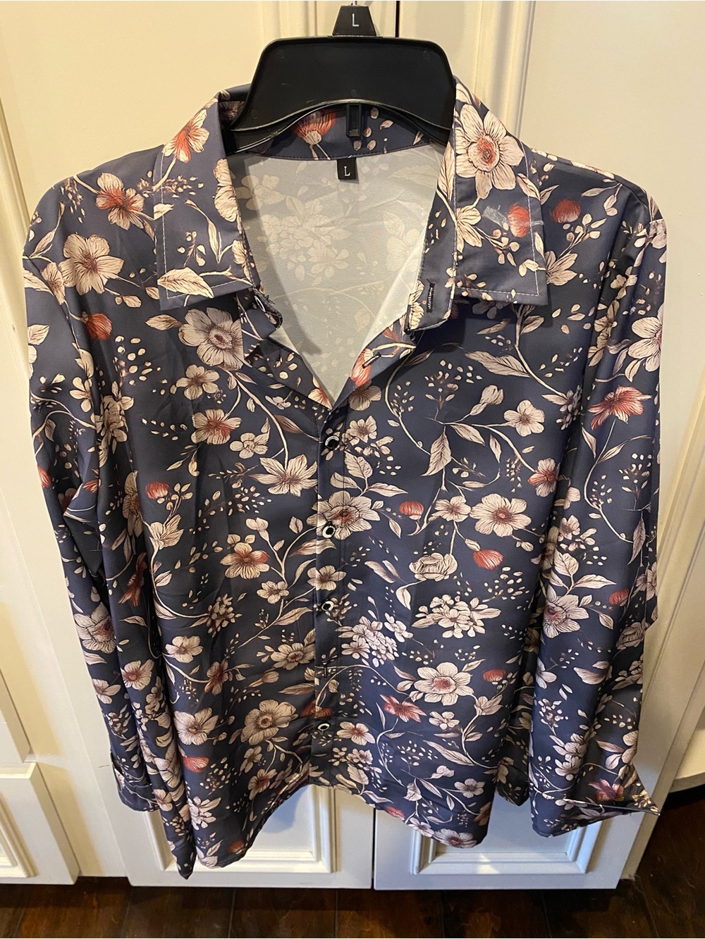 Women's Floral Blouse in Navy and Blush